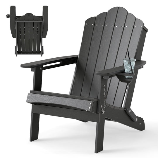 Folding Adirondack Chair with High Backrest - HDPE Weather Resistant