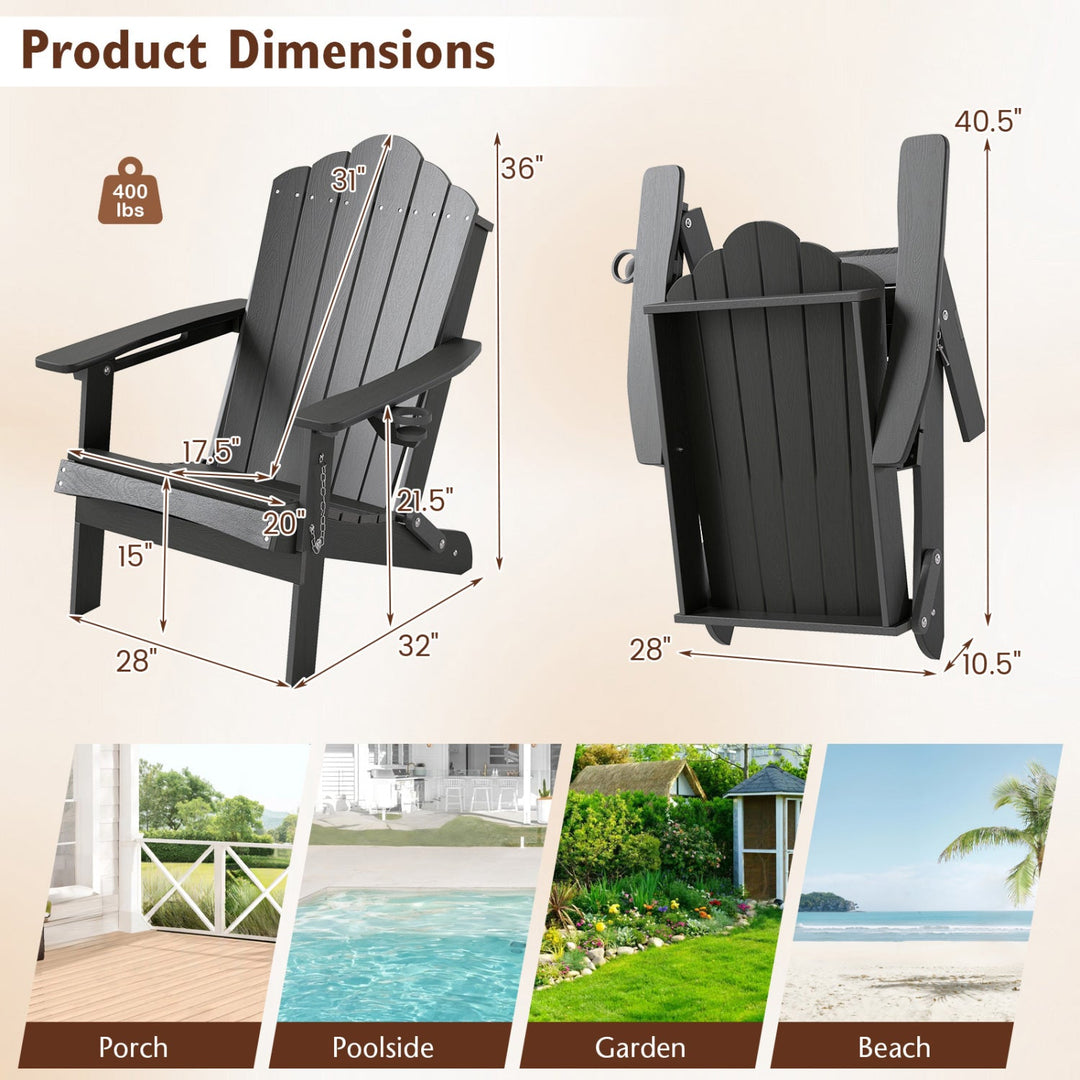 Folding Adirondack Chair with High Backrest - HDPE Weather Resistant