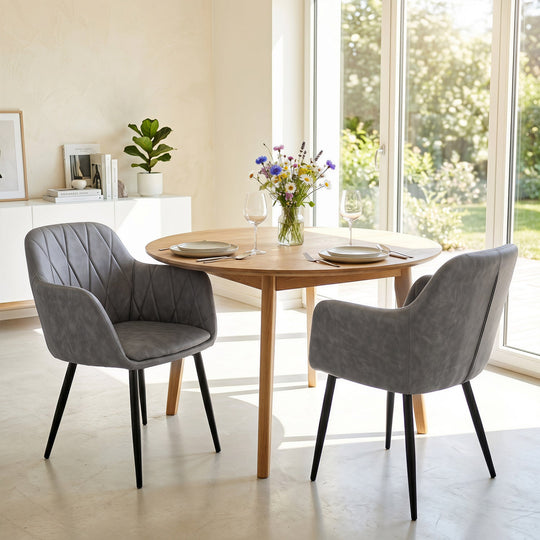 Upholstered Dining Chairs Set of 2 with Curved Back