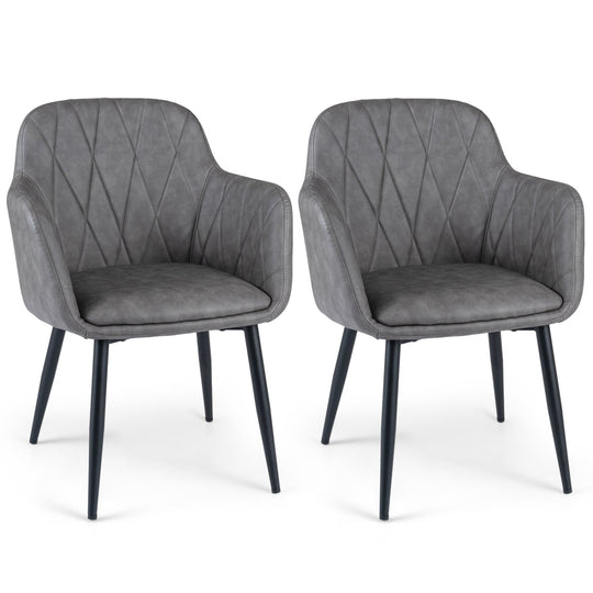 Upholstered Dining Chairs Set of 2 with Curved Back