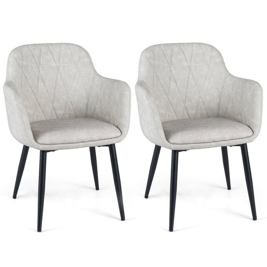 Upholstered Dining Chairs Set of 2 with Curved Back