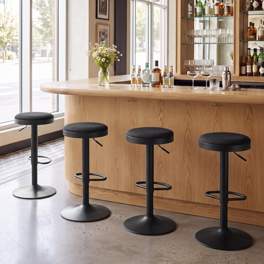 Adjustable Bar Stools Set of 2 with Padded Seat