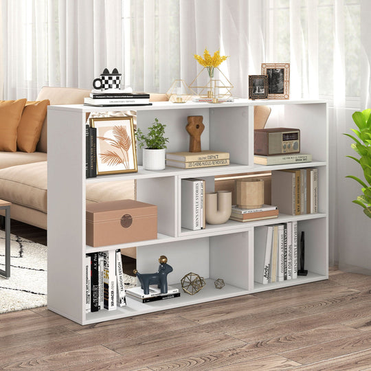 Geometric Bookshelf Set with 3 Open Shelves and Anti-Tip