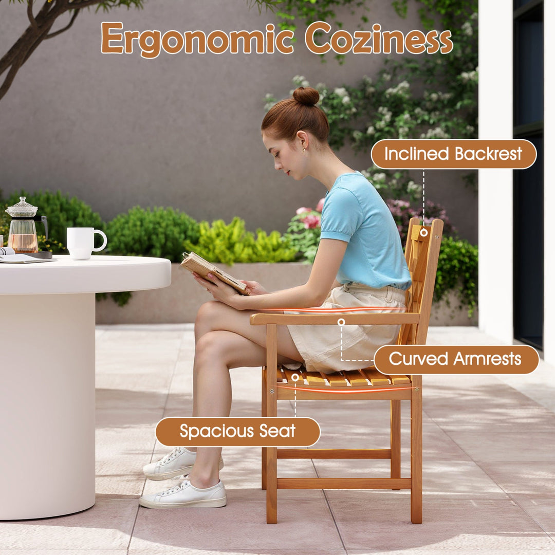 5-Piece Acacia Wood Patio Dining Set for 4 with Armchairs