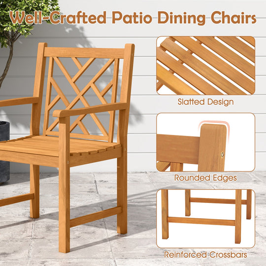 5-Piece Acacia Wood Patio Dining Set for 4 with Armchairs