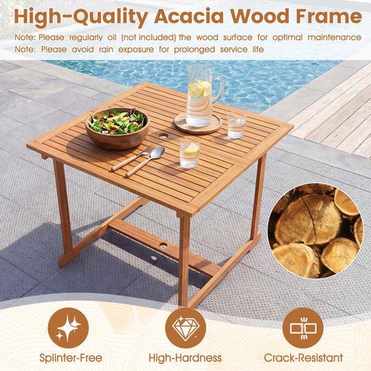 5-Piece Acacia Wood Patio Dining Set for 4 with Armchairs
