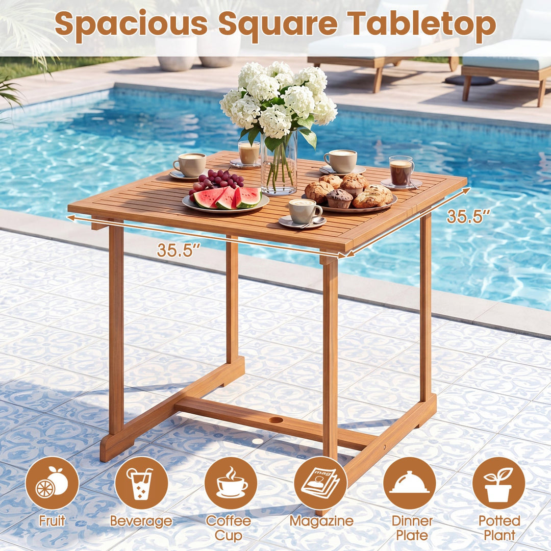 5-Piece Acacia Wood Patio Dining Set for 4 with Armchairs