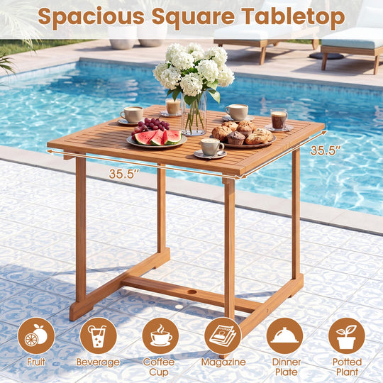 5-Piece Acacia Wood Patio Dining Set for 4 with Armchairs