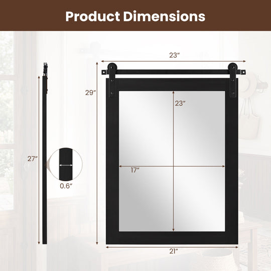 Rectangle Farmhouse Wall Mirror with Metal Bracket 29" x 23"