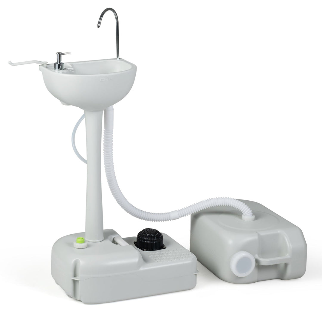 Portable Camping Sink with 4.5 Gal Tank and Rolling Wheels