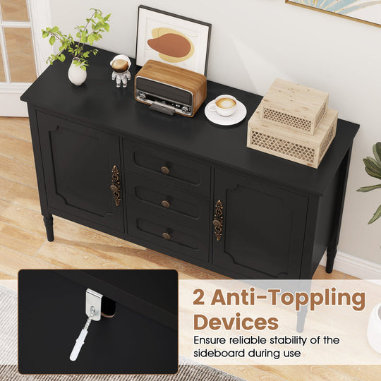 47" Buffet Cabinet with 3 Drawers and Adjustable Shelves