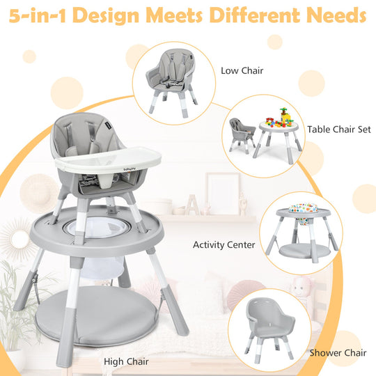 5-in-1 Convertible Baby High Chair with Adjustable Height