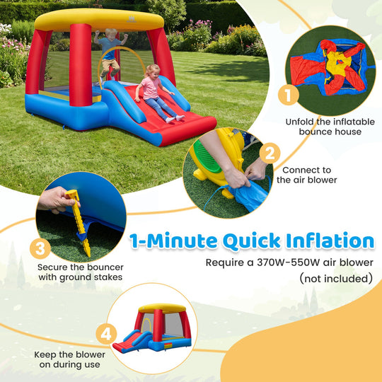 Inflatable Bounce House for Toddlers with Slide & Basketball