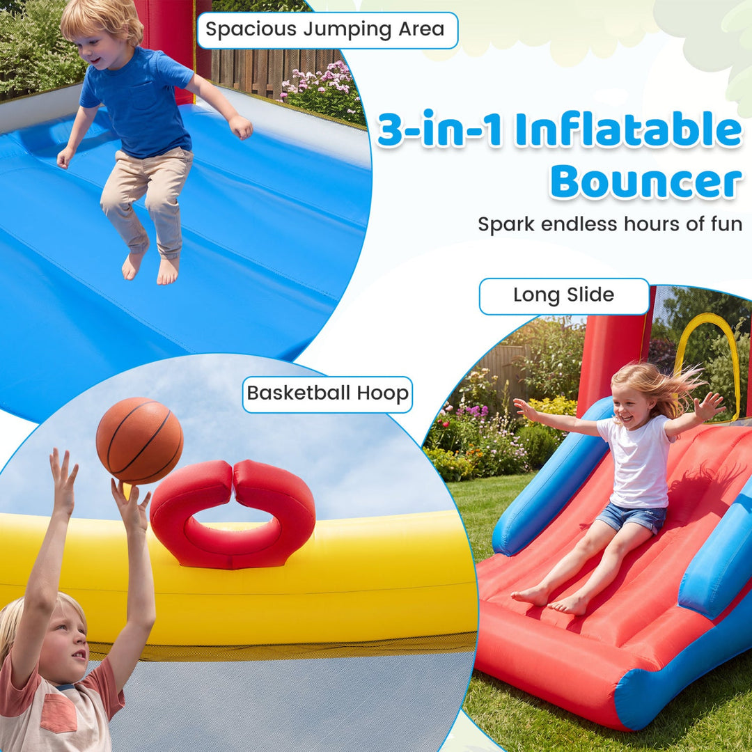Inflatable Bounce House for Toddlers with Slide & Basketball