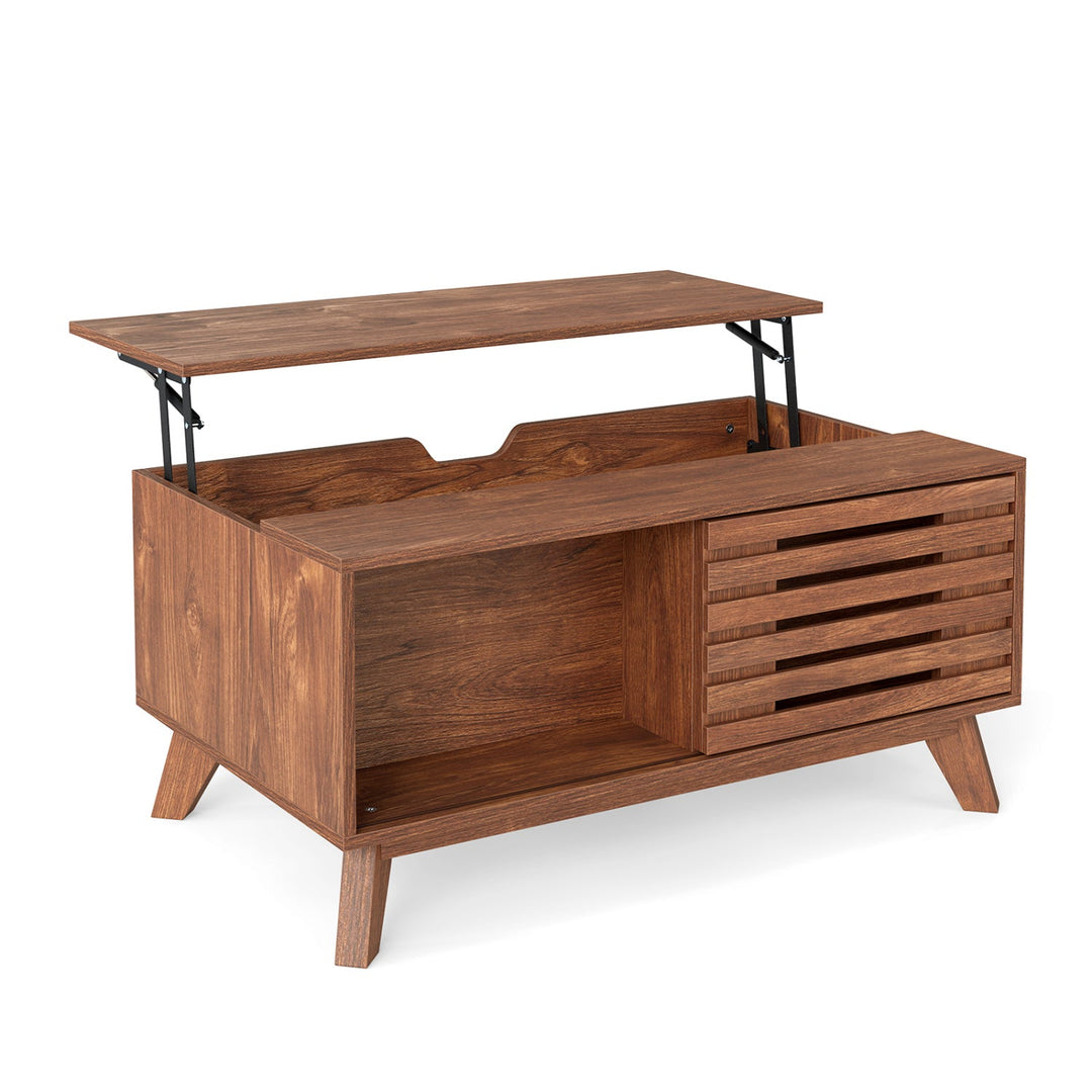 Lift Top Coffee Table with Hidden Storage and Sliding Door