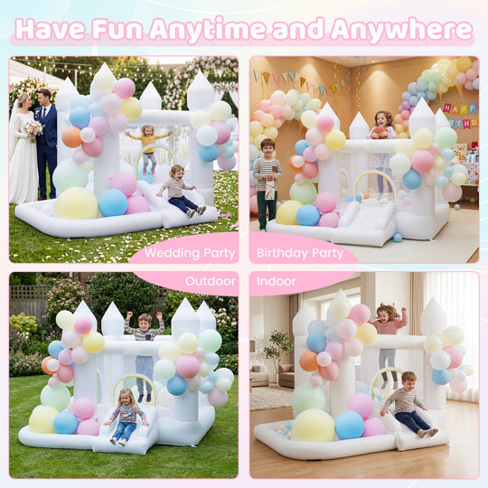 Inflatable Bounce House with Basketball Hoop and Slide