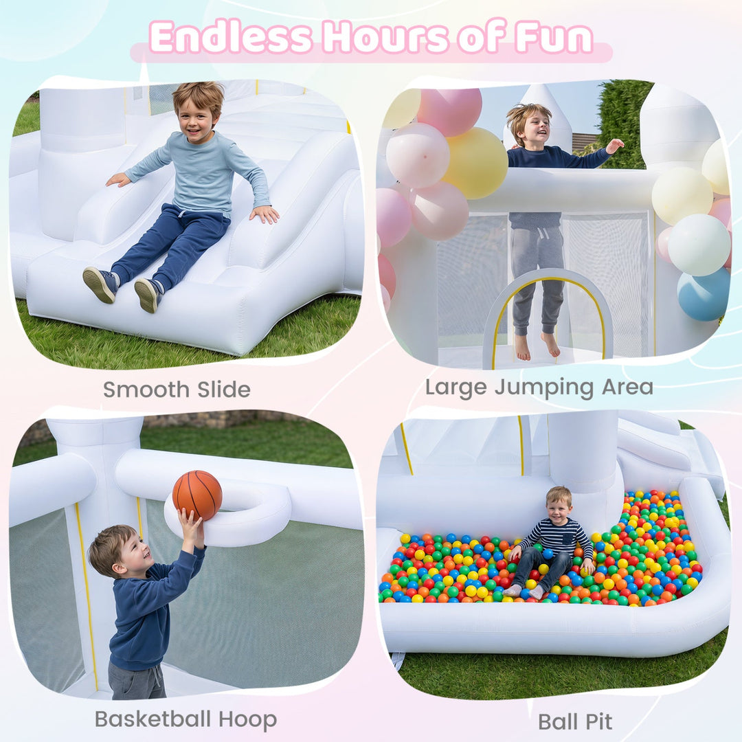 Inflatable Bounce House with Basketball Hoop and 480W Blower