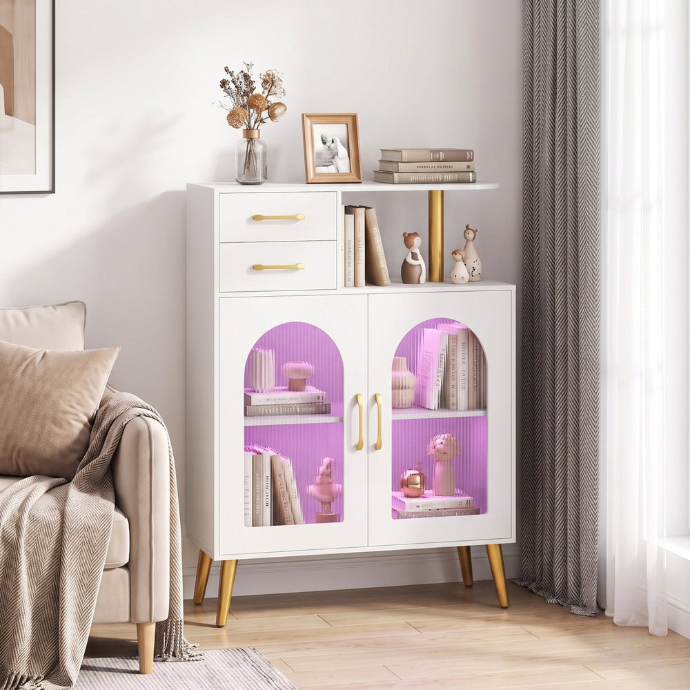 Buffet Cabinet with RGB LED Lights and Translucent Doors