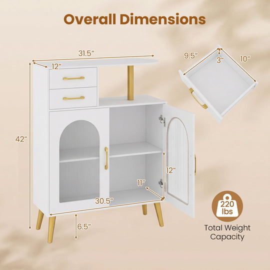 Buffet Cabinet with RGB LED Lights and Translucent Doors
