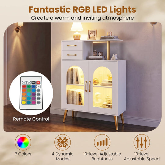 Buffet Cabinet with RGB LED Lights and Translucent Doors