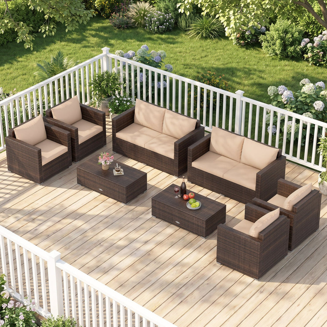 8-Piece Patio Conversation Set with Padded Cushions