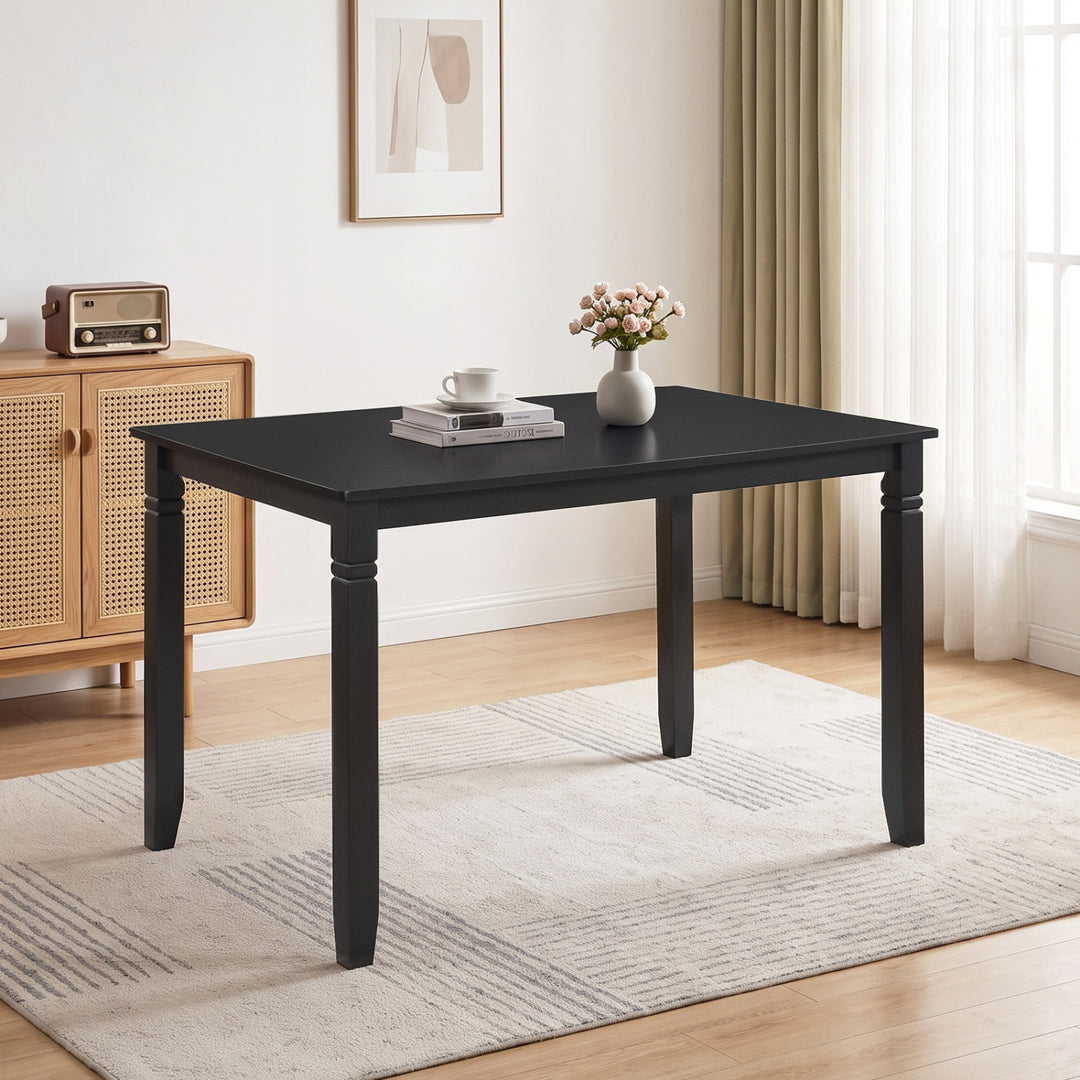 48" Rectangular Kitchen Table with Solid Rubber Wood Legs for Dining Room-Black