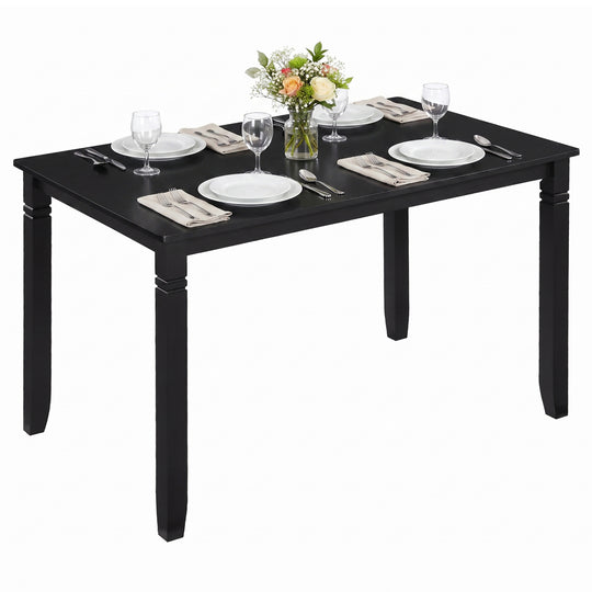 48" Rectangular Kitchen Table with Solid Rubber Wood Legs for Dining Room-Black