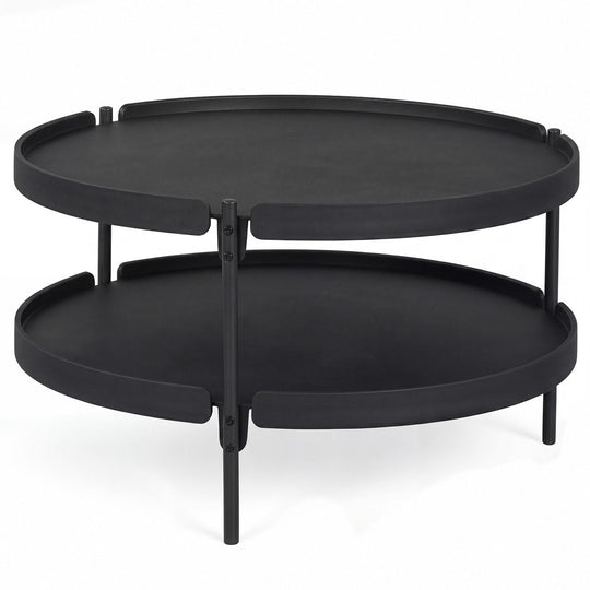 2-Tier Plastic Coffee Round Coffee Table for Living Room