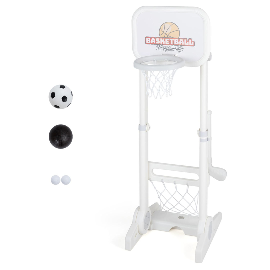 Toddler Sports Set with 3 in 1 Basketball Hoop and Soccer Goal for Outdoor Play