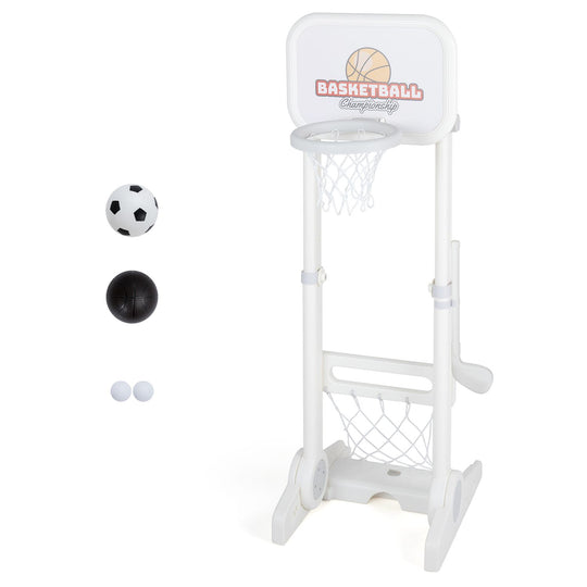 Toddler Sports Set with 3 in 1 Basketball Hoop and Soccer Goal for Outdoor Play