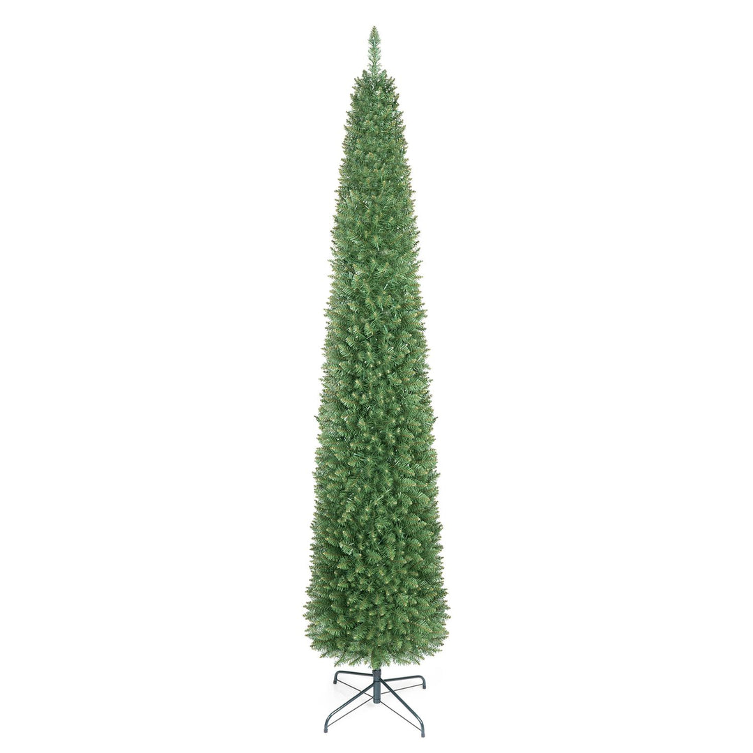 9 Feet Pre-lit Pencil Artificial Christmas Tree with 1032 Full Branch Tips