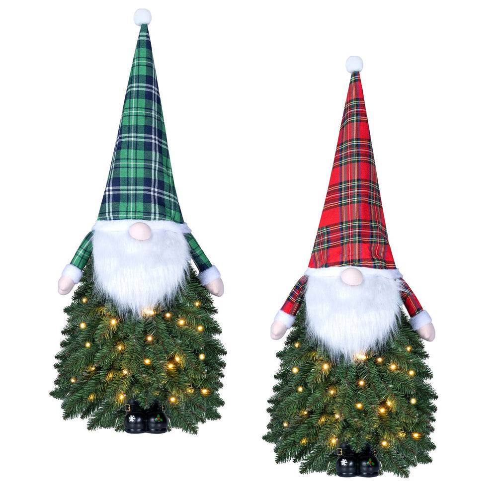 2 Pack 3 FT Pre-Lit Mini Tabletop Green and Red Artificial Christmas Tree Battery Operation