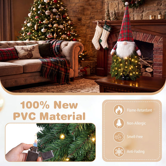 2 Pack 3 FT Pre-Lit Mini Tabletop Green and Red Artificial Christmas Tree Battery Operation