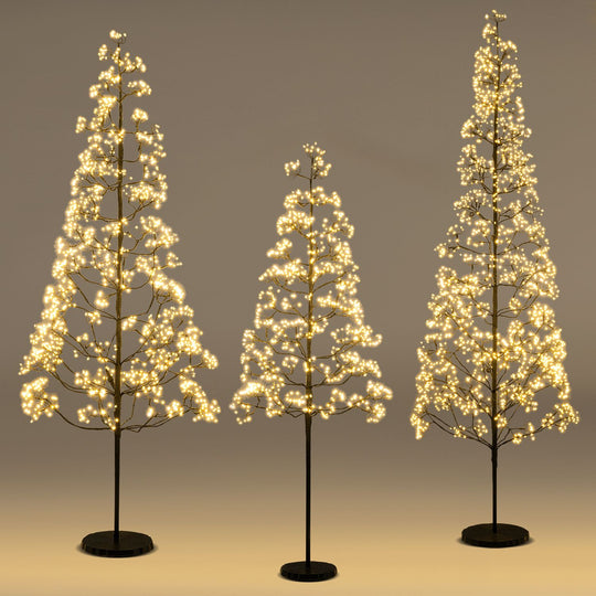 5/6/7 FT Lighted Alpine Tree with 1000/1500/2100 Warm White LED Lights