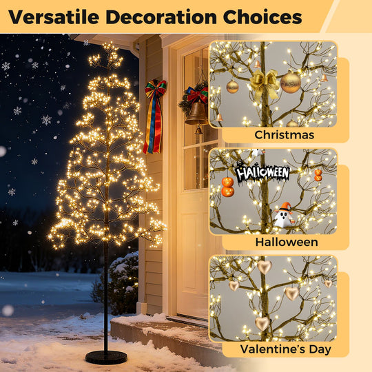 5/6/7 FT Lighted Alpine Tree with 1000/1500/2100 Warm White LED Lights