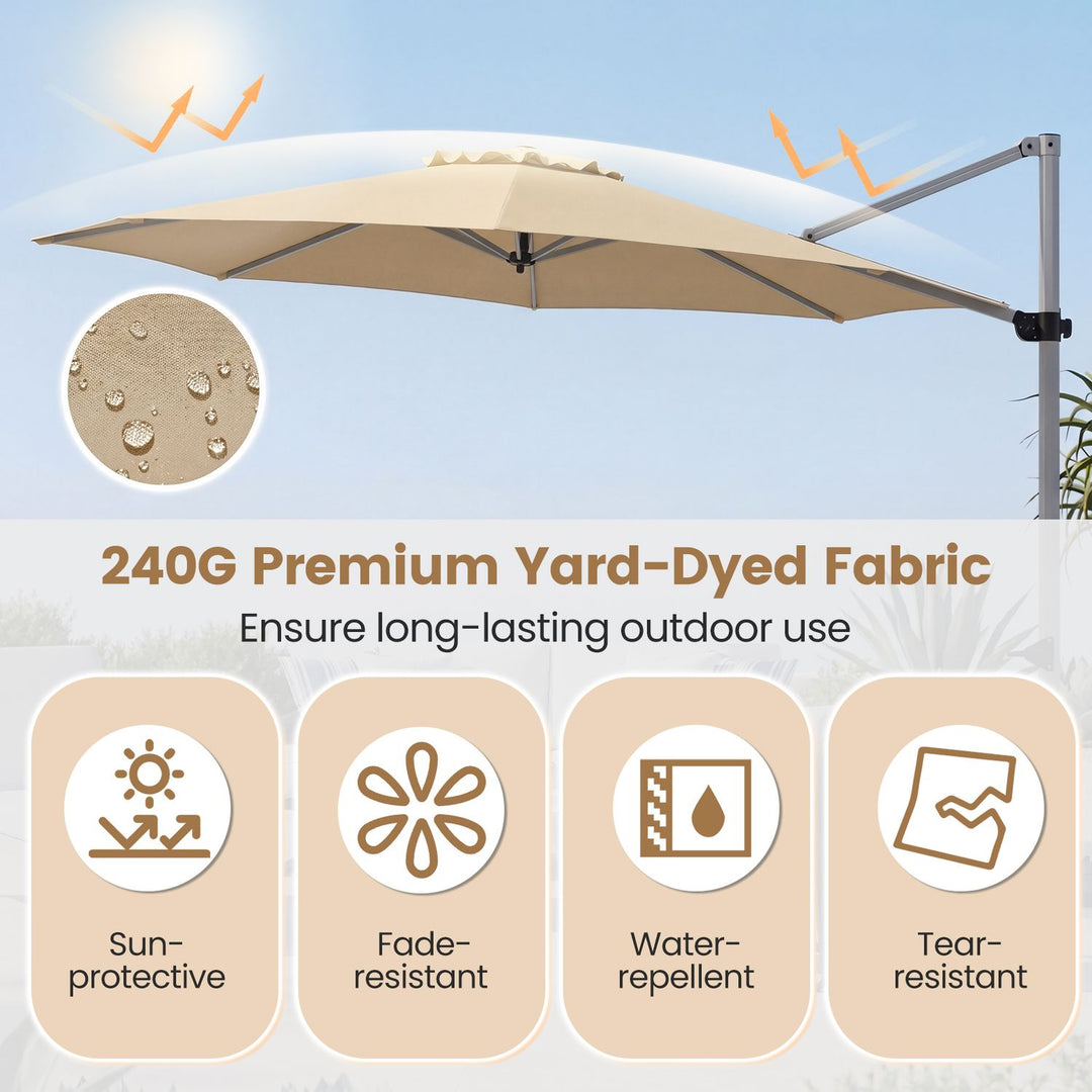 Outdoor Offset Umbrella Set with 11 FT Cantilever Patio Umbrella and Heavy-Duty 4-Piece Base