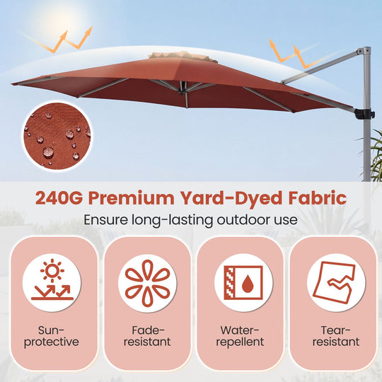 Outdoor Offset Umbrella Set with 11 FT Cantilever Patio Umbrella and Heavy-Duty 4-Piece Base