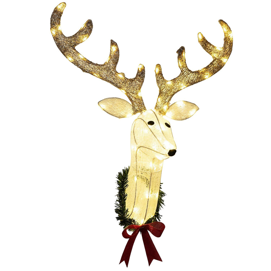 32” Pre-Lit 3D Rudolph Hanging Wreath with LED Warm White Lights