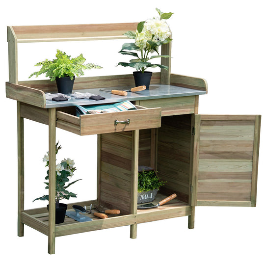 Outdoor Garden Wooden Work Station Potting Bench