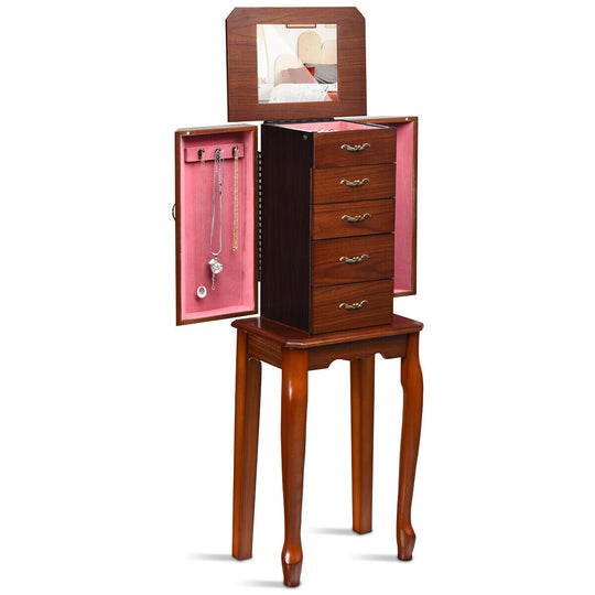 Standing Jewelry Box with 4 Drawers and 2 Side Doors