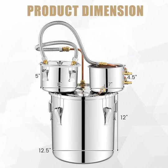 5/10 Gal 22/38 L Water Alcohol Distiller for DIY Whisky