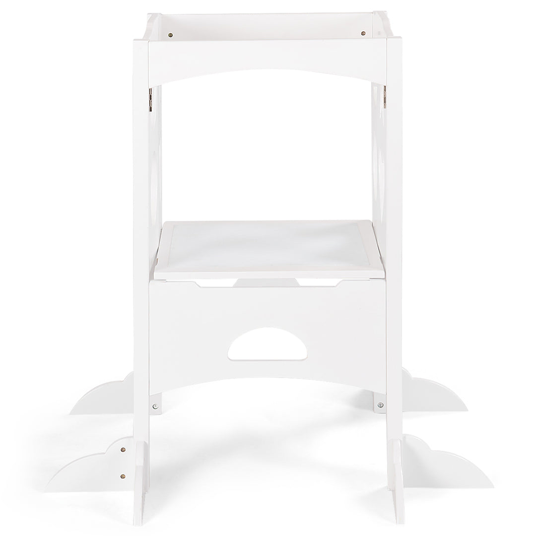 Folding Kids Kitchen Helper Kitchen Counter Step Stool-White