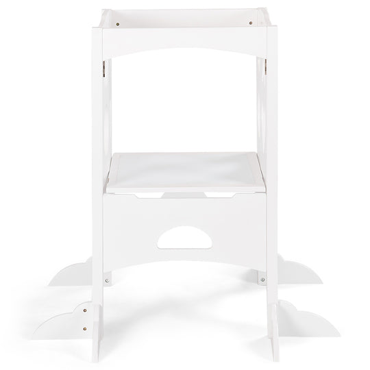 Folding Kids Kitchen Helper Kitchen Counter Step Stool-White
