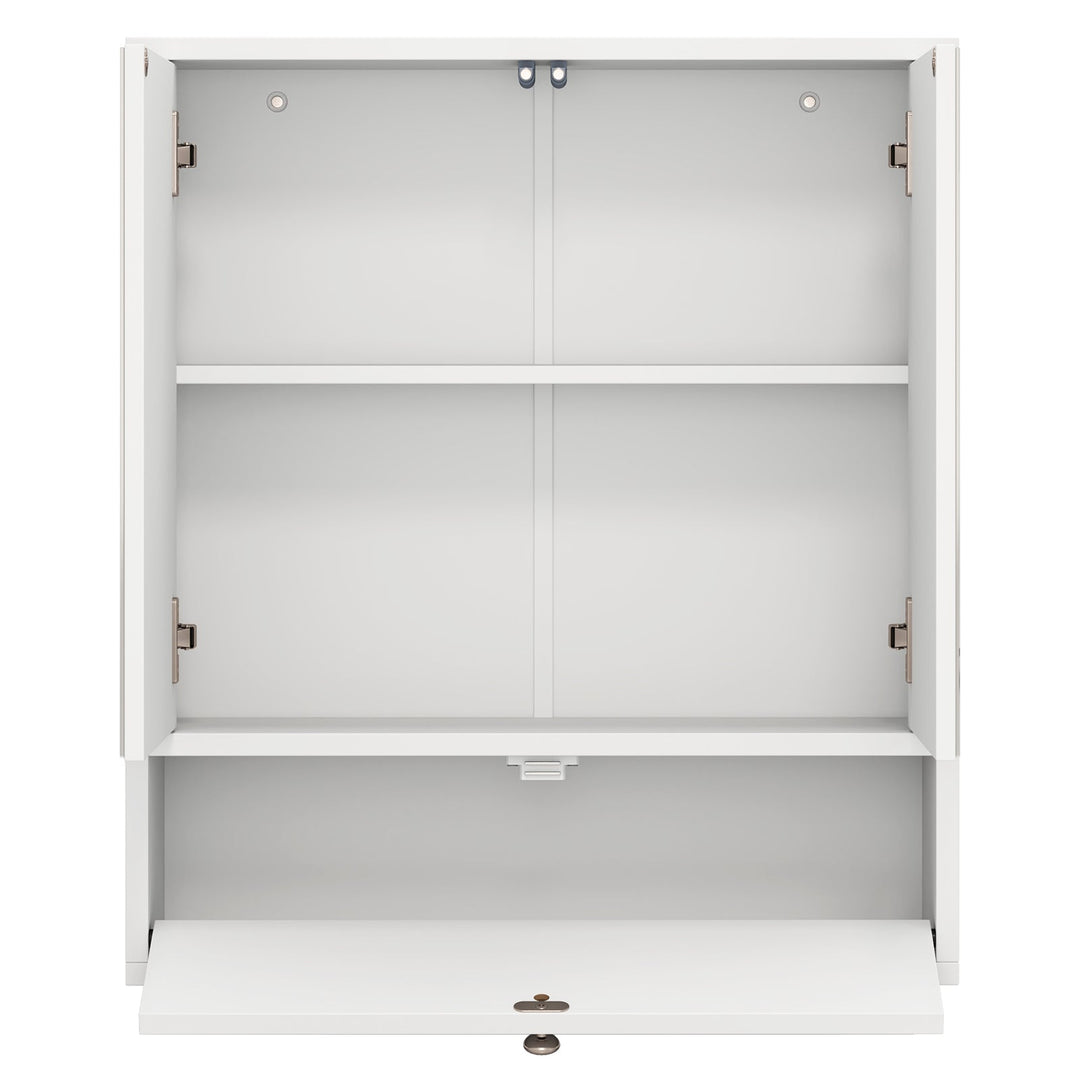 Double Door Wall-Mounted Bathroom Mirrored Medicine Cabinet-White