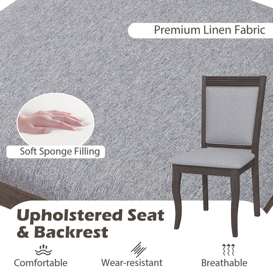 Wood Dining Chairs Set of 2 with Rubber Wood Frame and Padded Seat-Brown