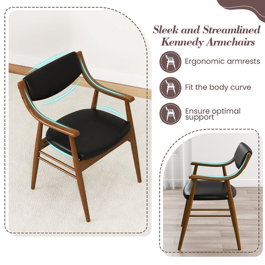 Wooden Dining Chair Set of 2 with Padded Seat and Back