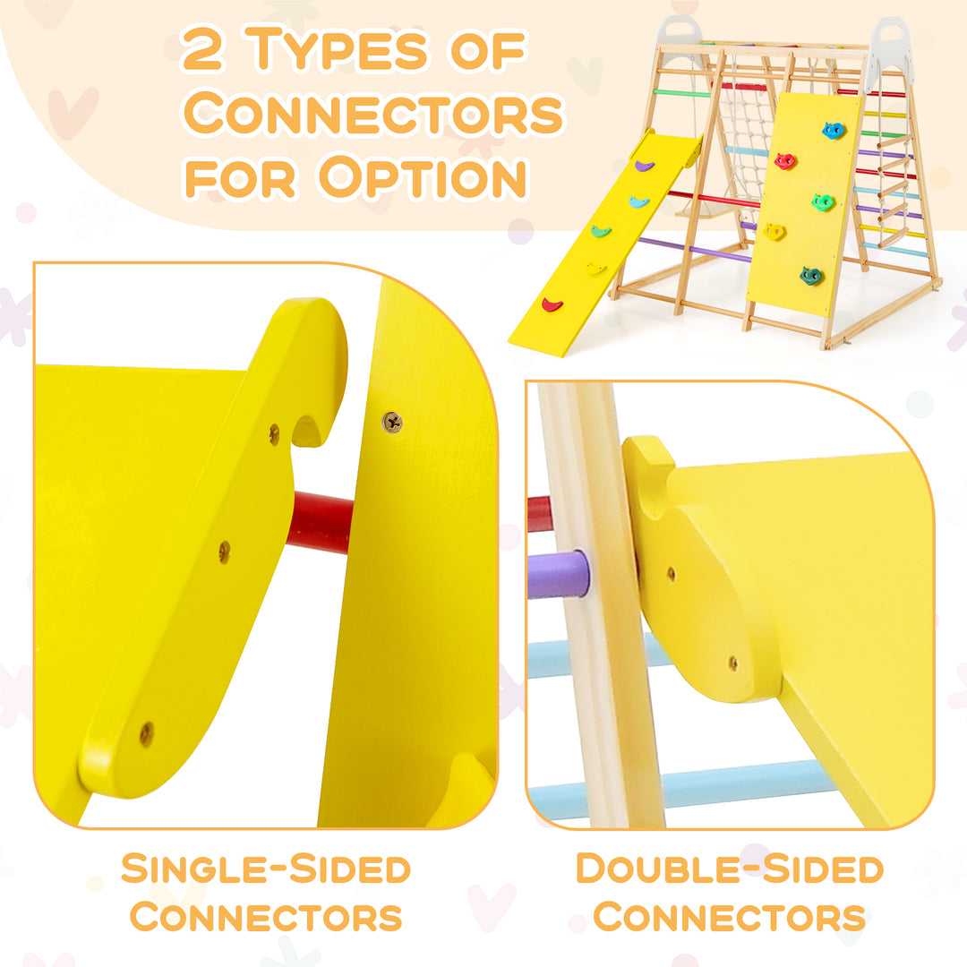 8-in-1 Wooden Jungle Gym Playset with Slide and Monkey Bars-Multicolor