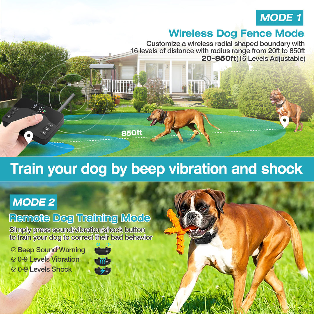 GBruno 2 In 1 Wireless Electric Dog Fence