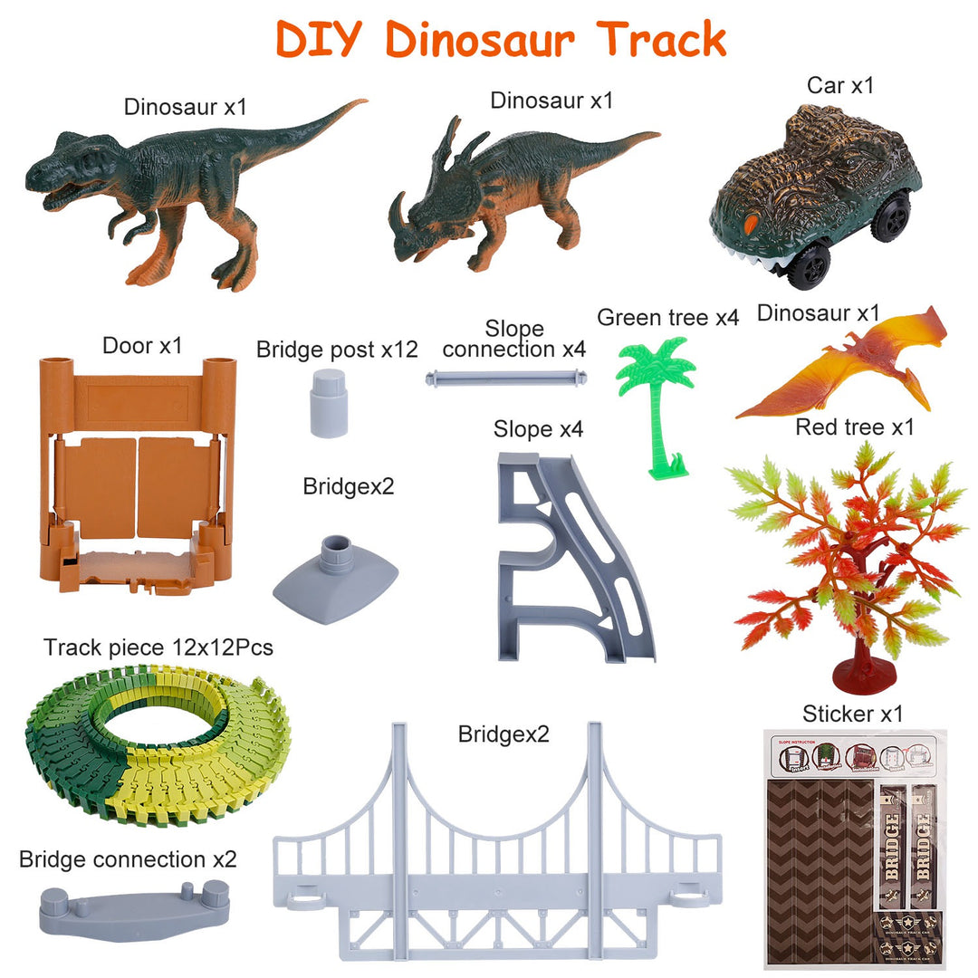 GBruno 175Pcs Dinosaur Race Track Set