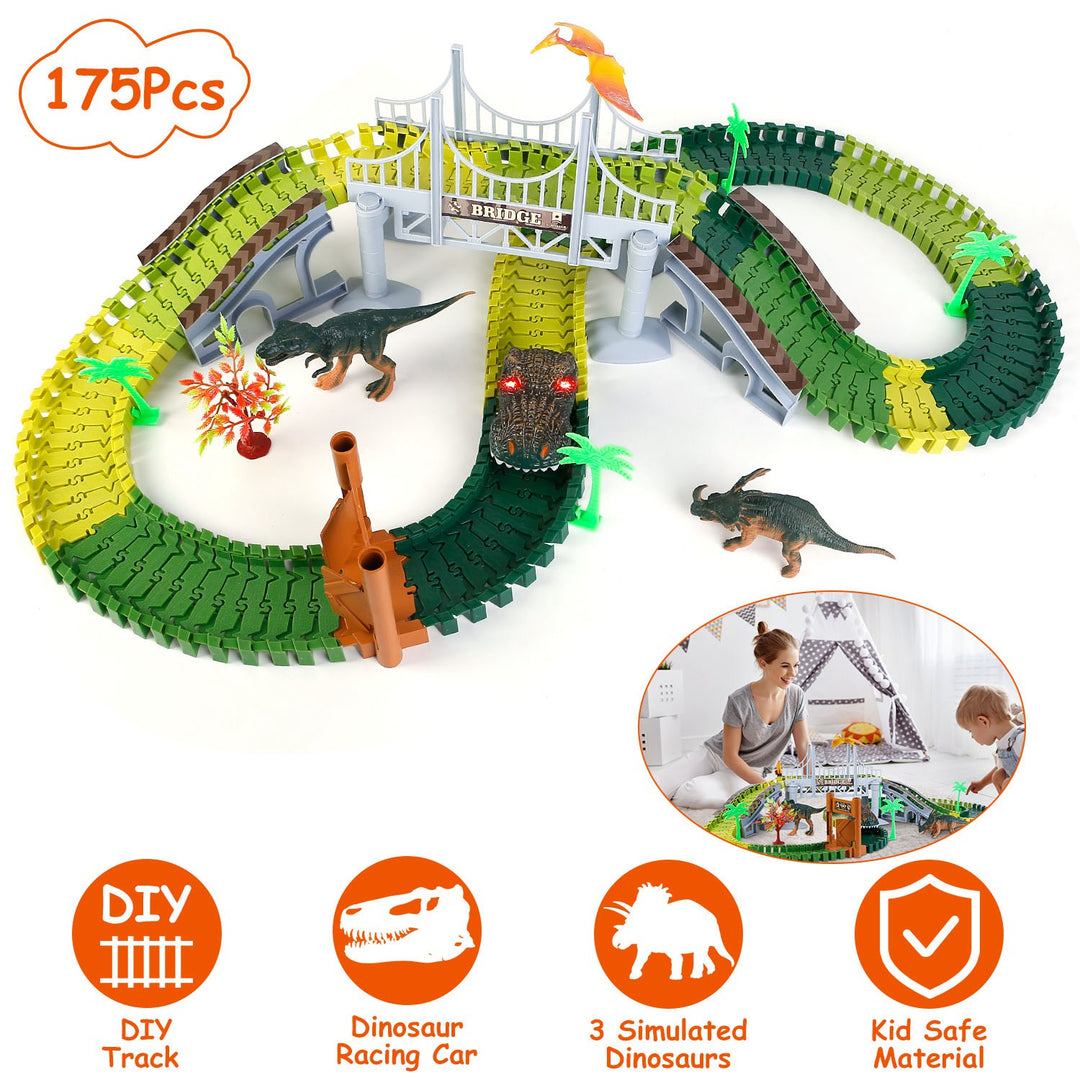 GBruno 175Pcs Dinosaur Race Track Set